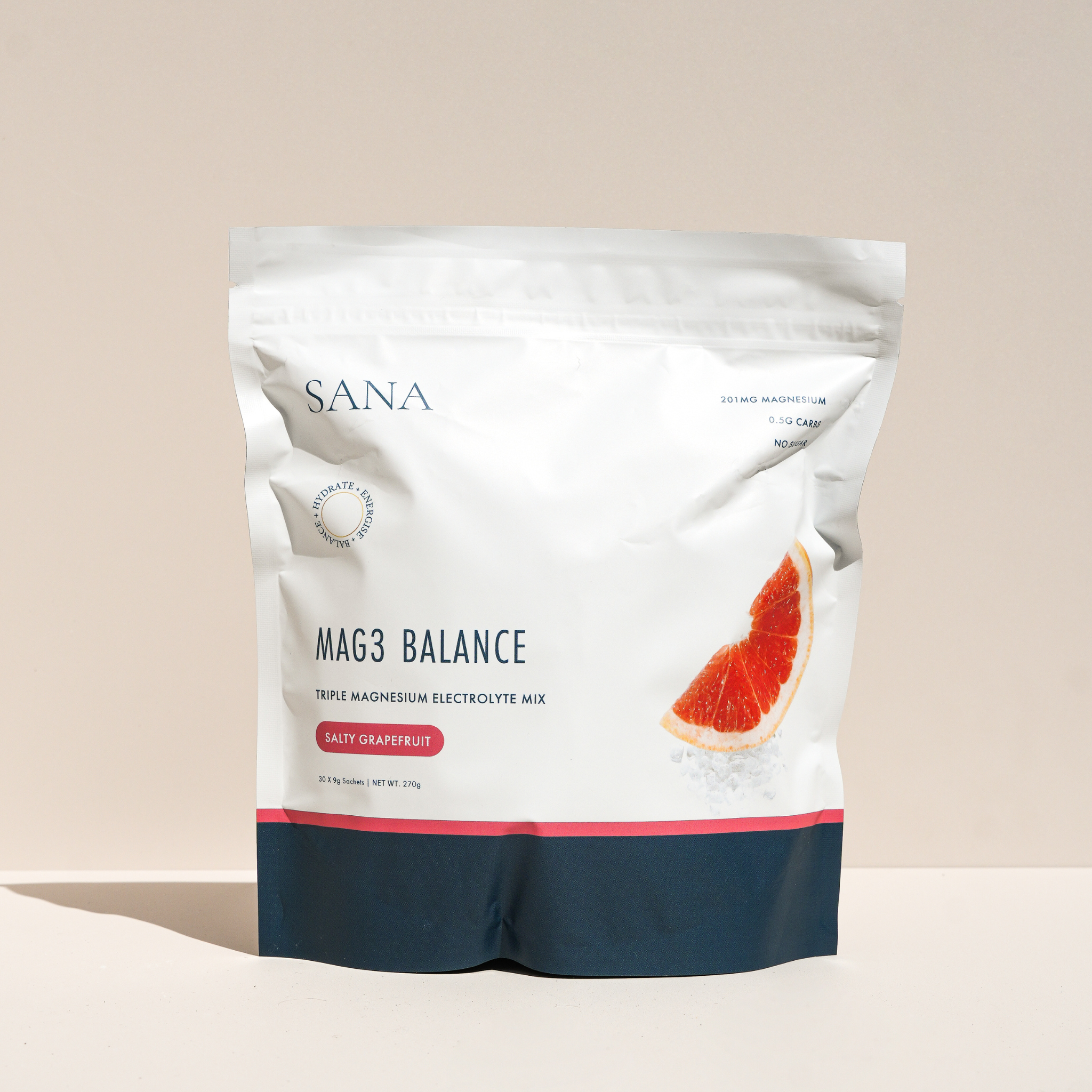 SANRAE (Formerly SANA) Mag3 Balance Triple Magnesium Electrolyte Mix | Salty Grapefruit (30 x 9g sachets)