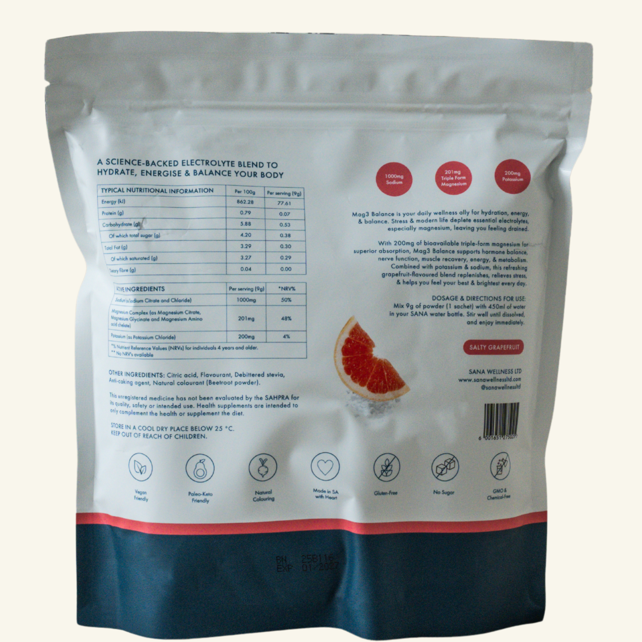 SANRAE Mag3 – Triple Magnesium Electrolytes (Salty Grapefruit)