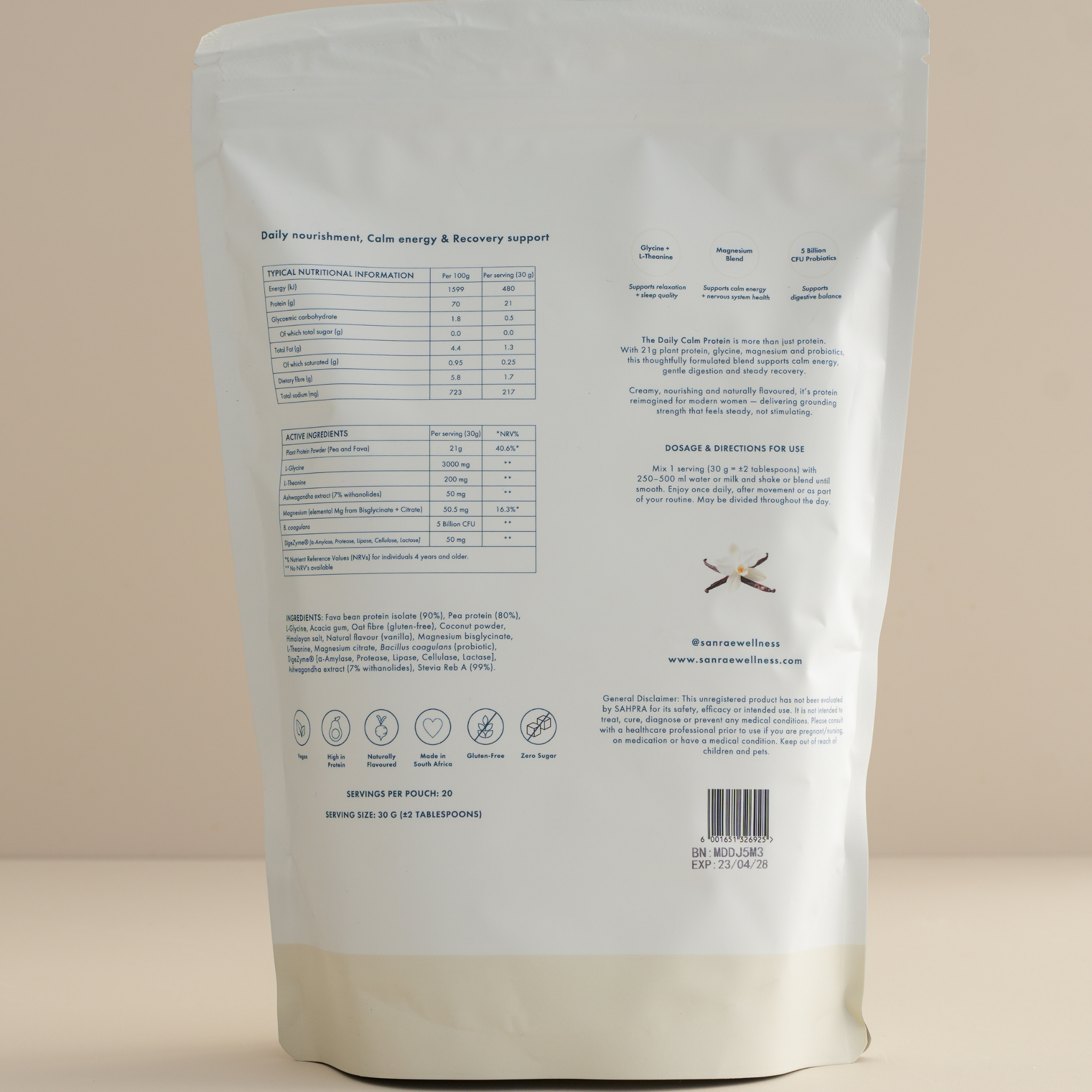 SANRAE™ The Daily Calm Protein — Vanilla 600g